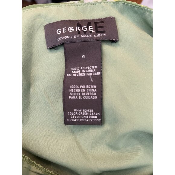 ME George Size 4 Green Floral Ruffle Sleeveless Dress Flare A-Line Belted - Picture 6 of 6